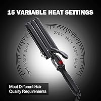 Vista 3 de kuwa Herramienta Rizadora de Cabello, Rizador de Ondas Playeras con 15 Temperaturas Variables, Rizador de 3 Cilindros, Rizador de Cabello