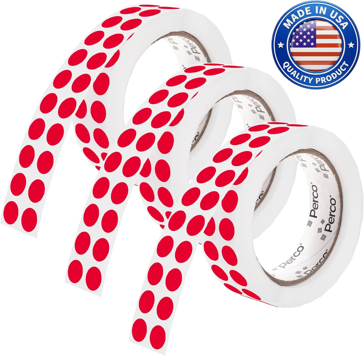 Perco Fluorescent Yellow Perforated Round Circle Dot Sticker 1/2-Inch Labels — 3 Rolls, 9,000 Stickers—Planners, Events for Reminder Dots, to-Do Markers & Alerts, Strong Adhesive—Made in USA