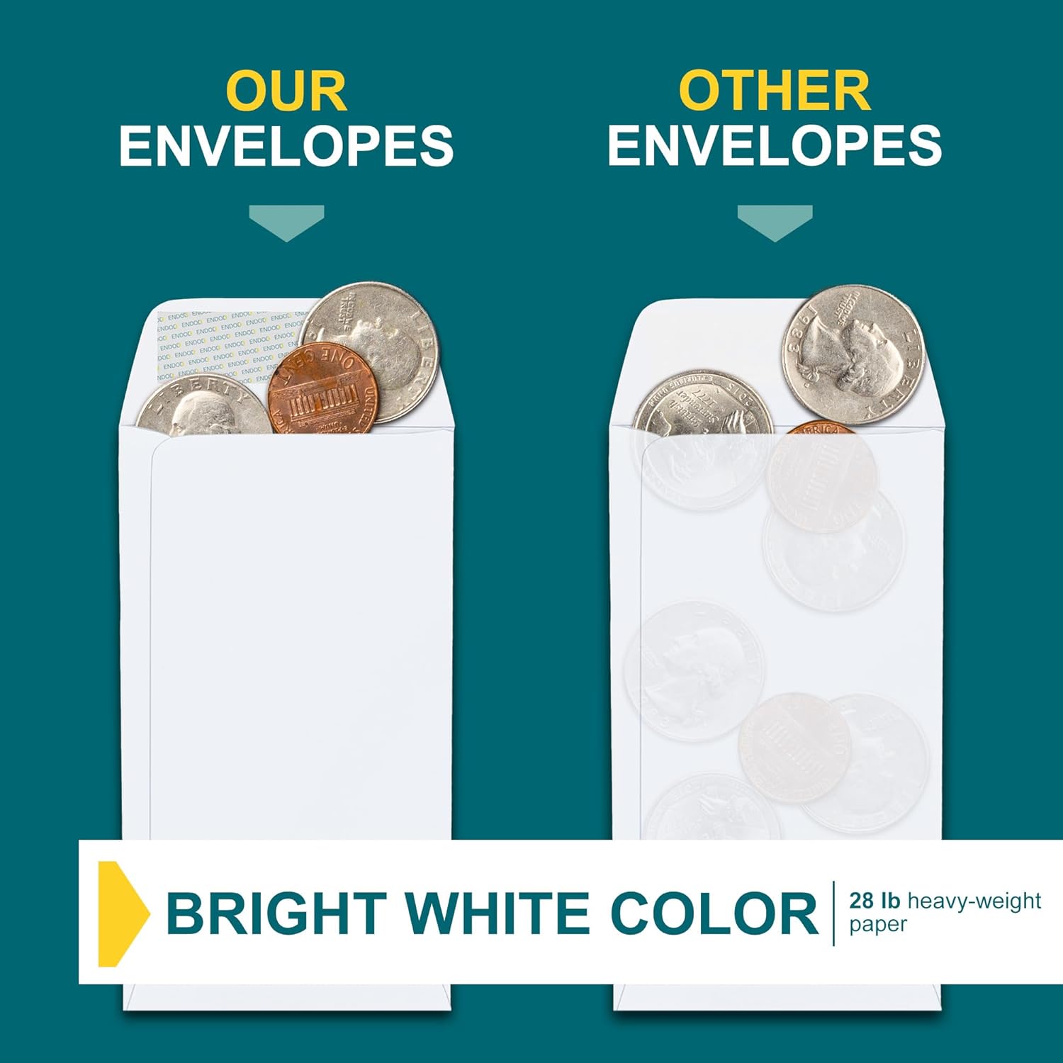 #7 Money Envelopes for Cash - 500 Pack - White Coin Envelopes Self Seal - Cash Envelopes Peel & Seal - Small Envelopes for Money, Credit Cards, Gift Cards, Storage, Small Parts, Seeds - 28 lb Paper - Image 5