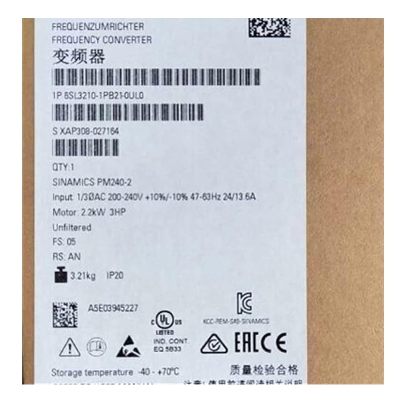6SL3210-1PB21-0UL0 variateur de vitesse de haute précision pour armoire électrique industrielle