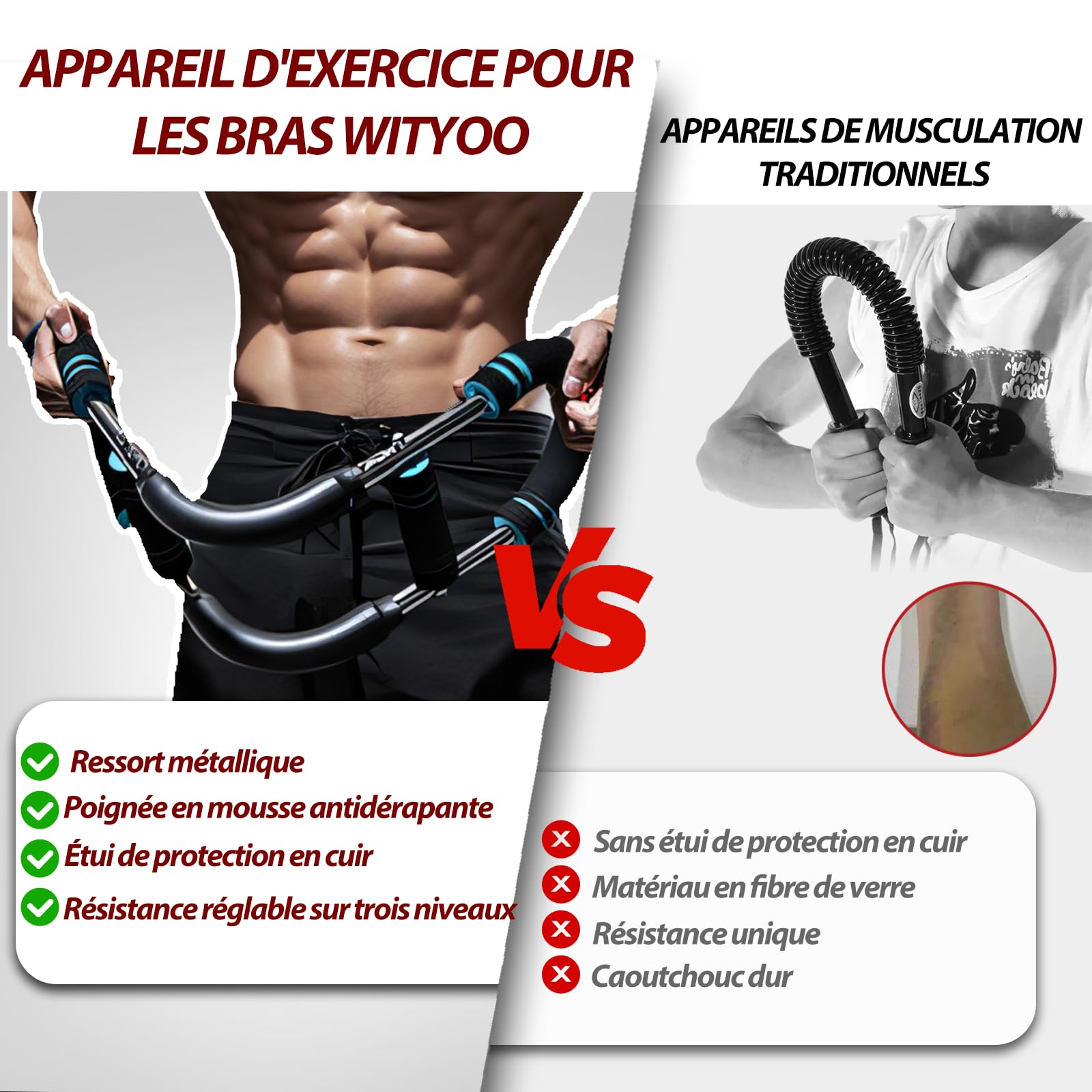 Entraîneur de Bras Power Twist, Équipement d'entraînement pour la Poitrine, Renforcement de l'avant-bras Réglable, Appareil de Fitness Portable, Cadeaux pour Hommes, Femmes, Pères, Frères et Maris