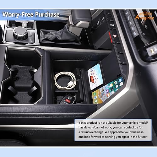 Miniatura 6 de Aunginsy Caja de almacenamiento de consola central inferior para automóvil compatible con Toyota Tundra 2022-2025 Bandeja organizadora de engranajes