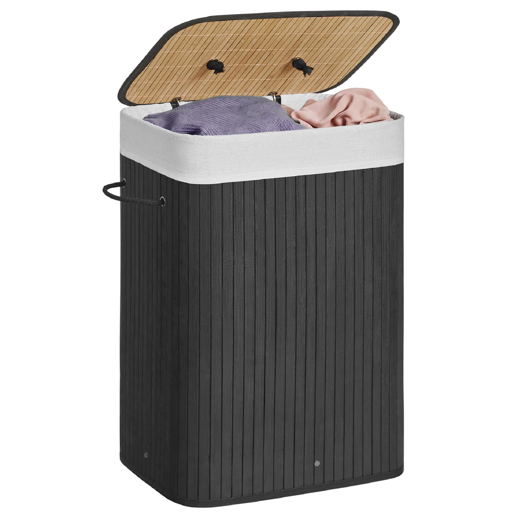Bamboo Laundry Hamper, Black