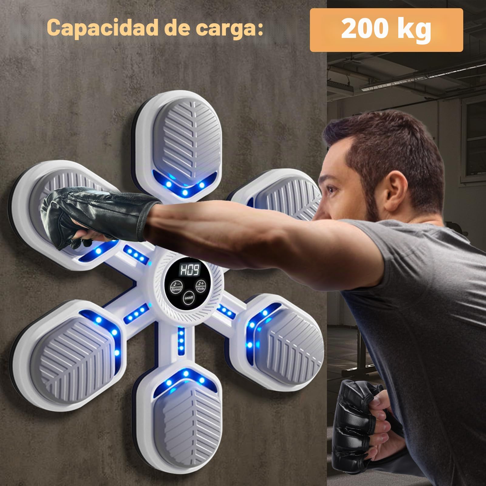 Music Boxing Machine - Máquina electrónica de Boxeo Bluetooth con música, con Guantes de Boxeo, 11 velocidades Ajustables y Modo de conteo