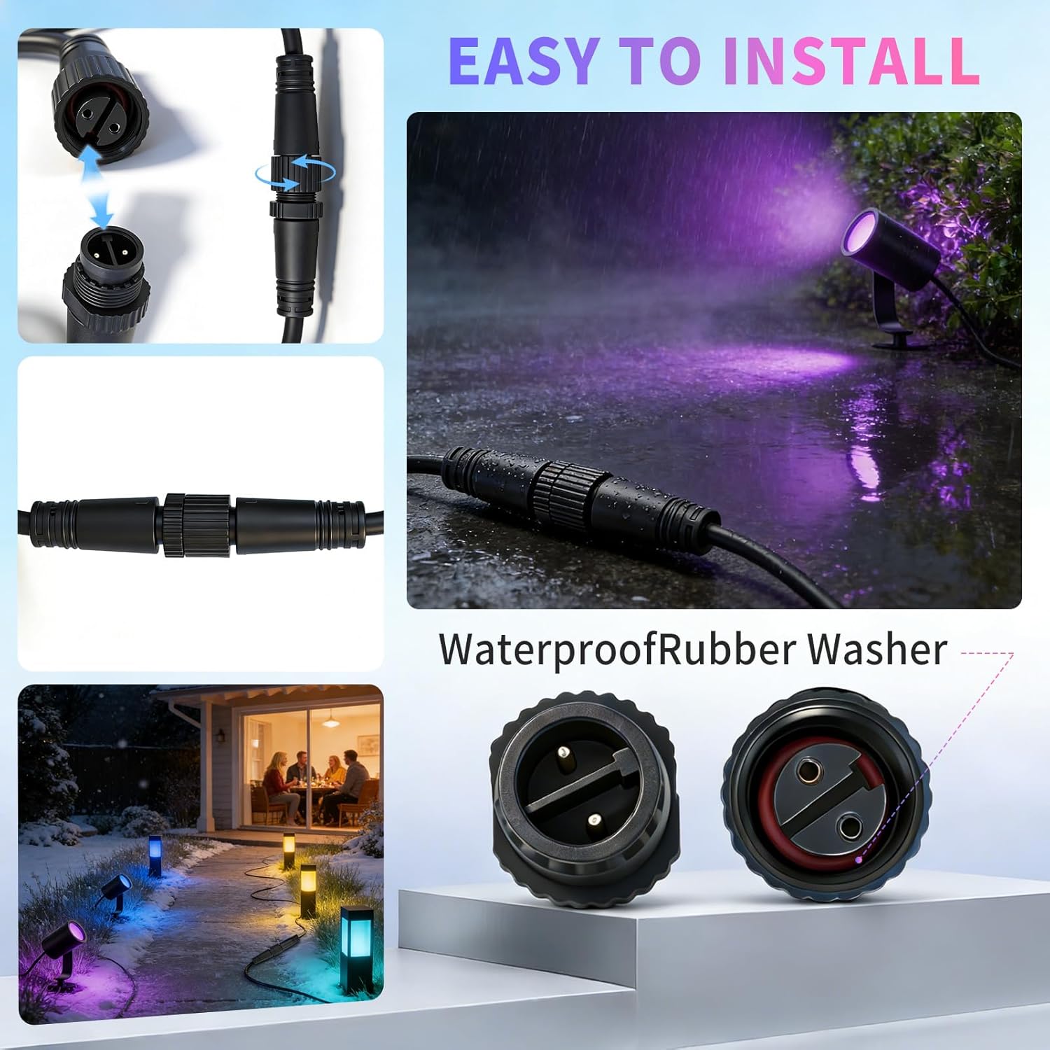 16 ft Cable Extension for Philips Hue Outdoor Low Voltage Lights - Weatherproof Power Cord, Compatible with Lily Spot/XL Spot, Calla Pedestal, Econic Pathway & Amarant Light Bar - Requires hue Bridge