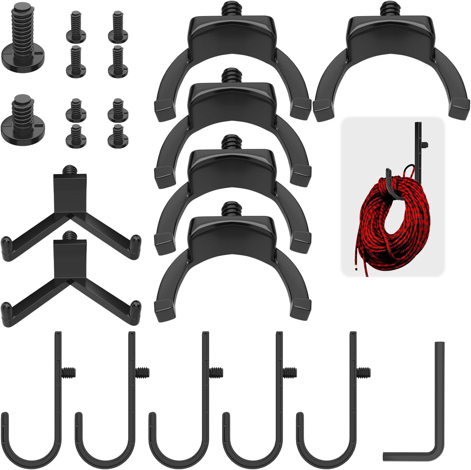 23 Piece Shed Storage Hooks Kit, Heavy Duty J/U/V Shape Tool Hangers with Screws, Compatible with Suncast, Craftsman Shed Shelves & Accessories