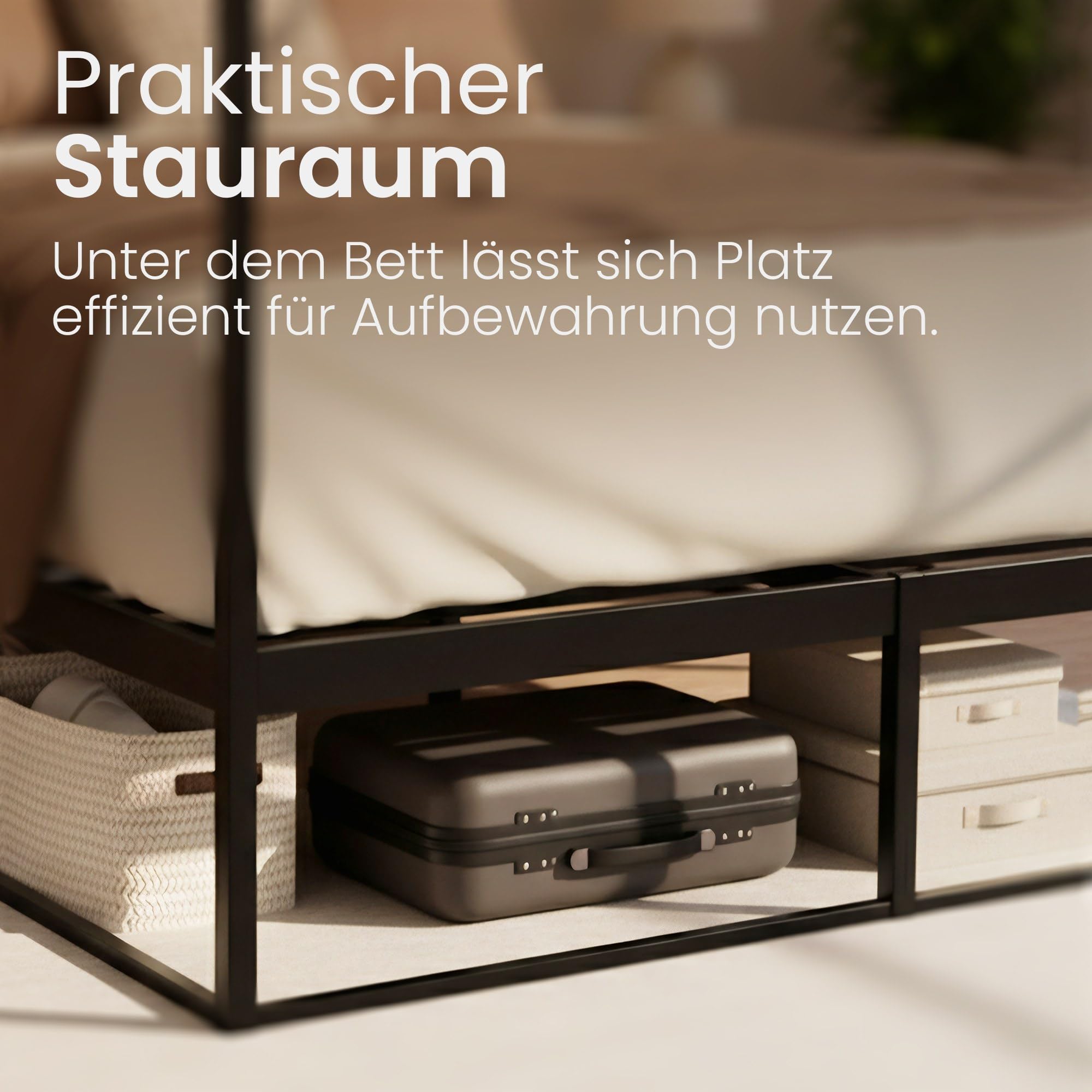 CLP Himmelbett Gestell Batoni, Doppelbett für Erwachsene, Bettgestell und Lattenrost aus Metall, Metallbett stabil, Größe:180 x 200 cm