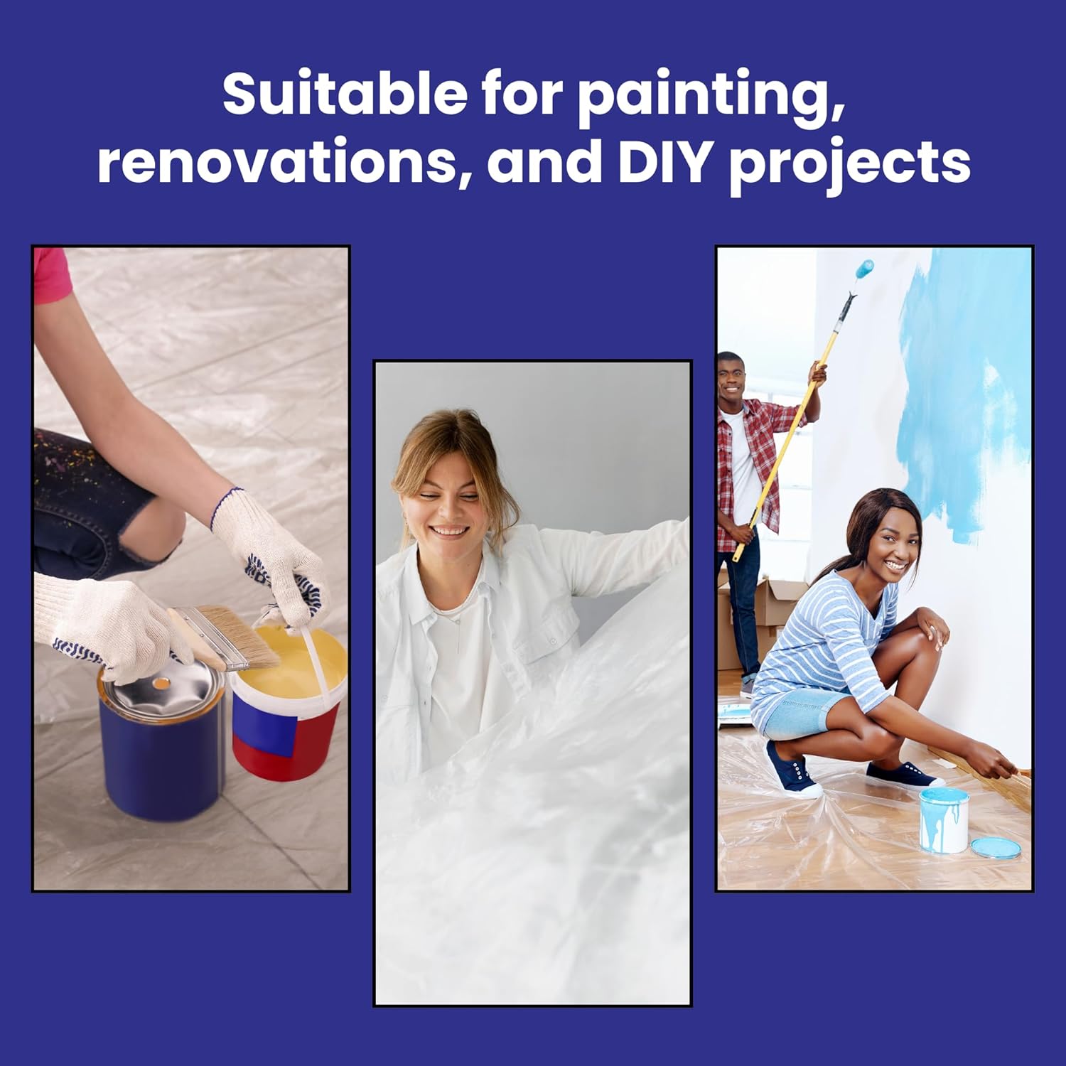 VICMORE Clear Plastic Drop Cloth 9 x 12 Ft, 1 Mil Plastic Sheeting for Painting, Floor & Furniture Cover, Waterproof Dust Barrier, Light-Duty Disposable Cover for DIY & Renovation