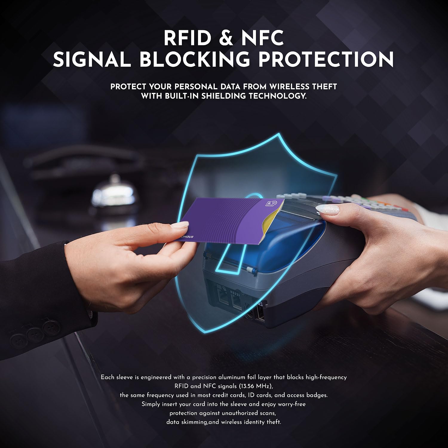 RFID-blockierende Karten – 6 Stück | Anti-Diebstahl-kontaktloser NFC-Schutz für EC-Kreditkarten & Geldbörse | Schlank und langlebig passt perfekt in die Brieftasche | 2 RFID-Hüllen im
