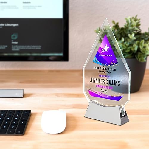 Vista 7 de Placa de vidrio personalizada de 9 1/4 pulgadas para premios y trofeos, premio personalizado para empleado del mes, regalo de jubilación, liderazgo