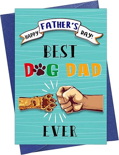 D24TIME Divertida tarjeta del día del padre para perro papá, tarjeta del día del padre de 4 x 6 pulgadas para hombres, tarjetas con sobre de perro,