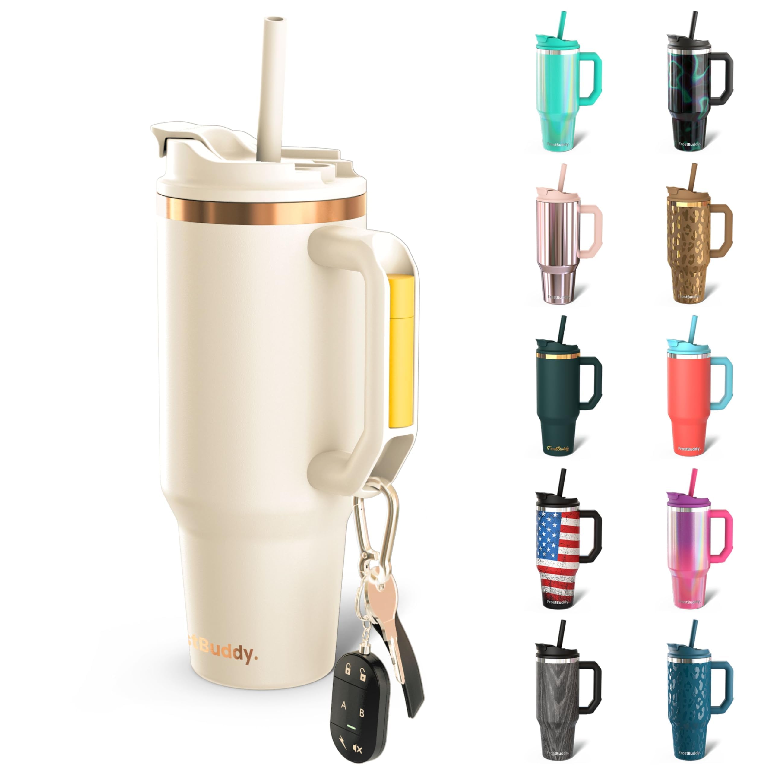 frost buddy thicc buddy - 16 oz stainless steel vacuum insulated tumbler with lid and straw for water - travel mug cupholder friendly - gifts for women men him her aurora