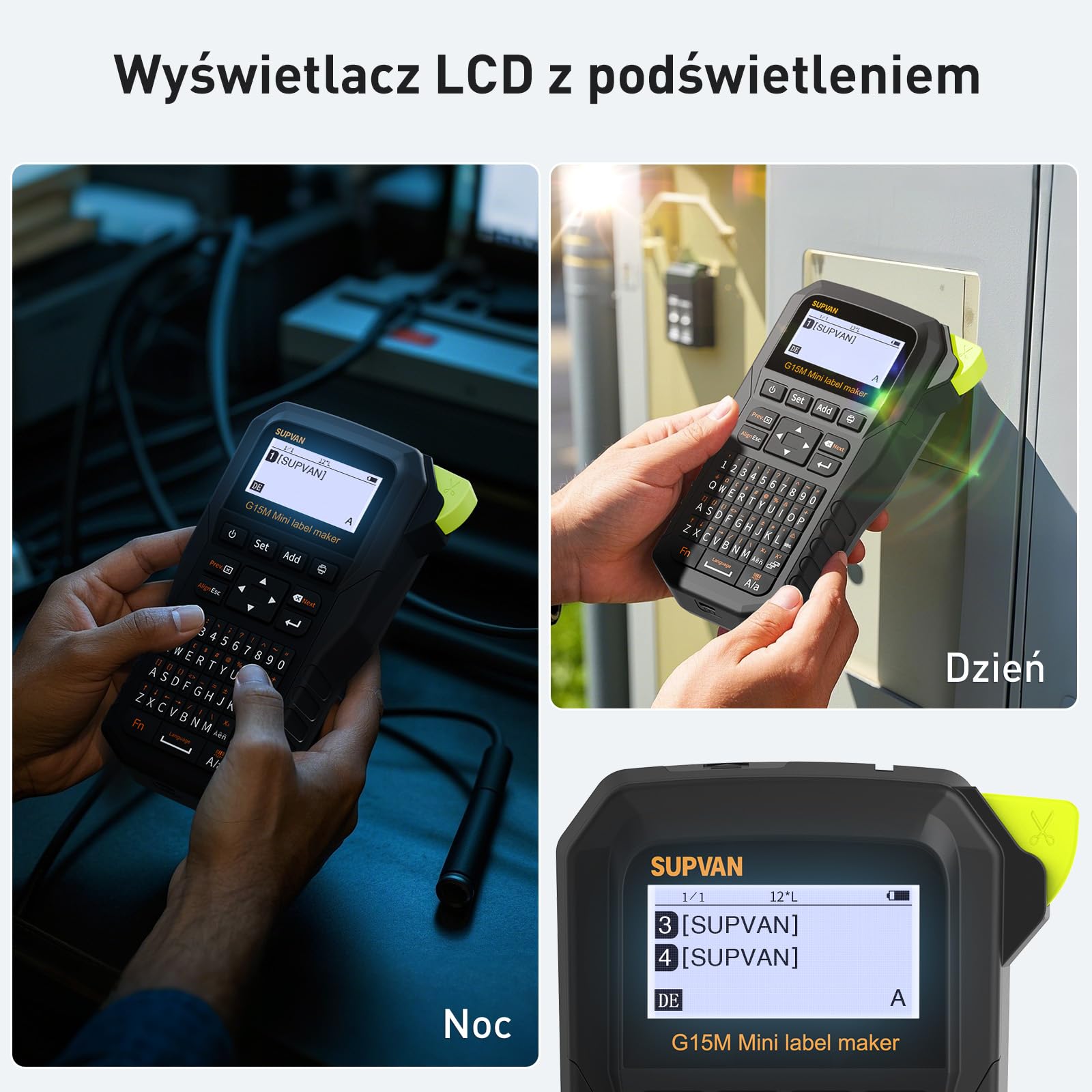 SUPVAN G15M Mini Ręczna Drukarka Etykiet z Rurką Termokurczliwą | Transfer Termiczny, Dla 11 Typów Etykiet, Podświetlany Wyświetlacz, Ładowalny, Wąski Margines, do Domu, Biura & Przemysłu