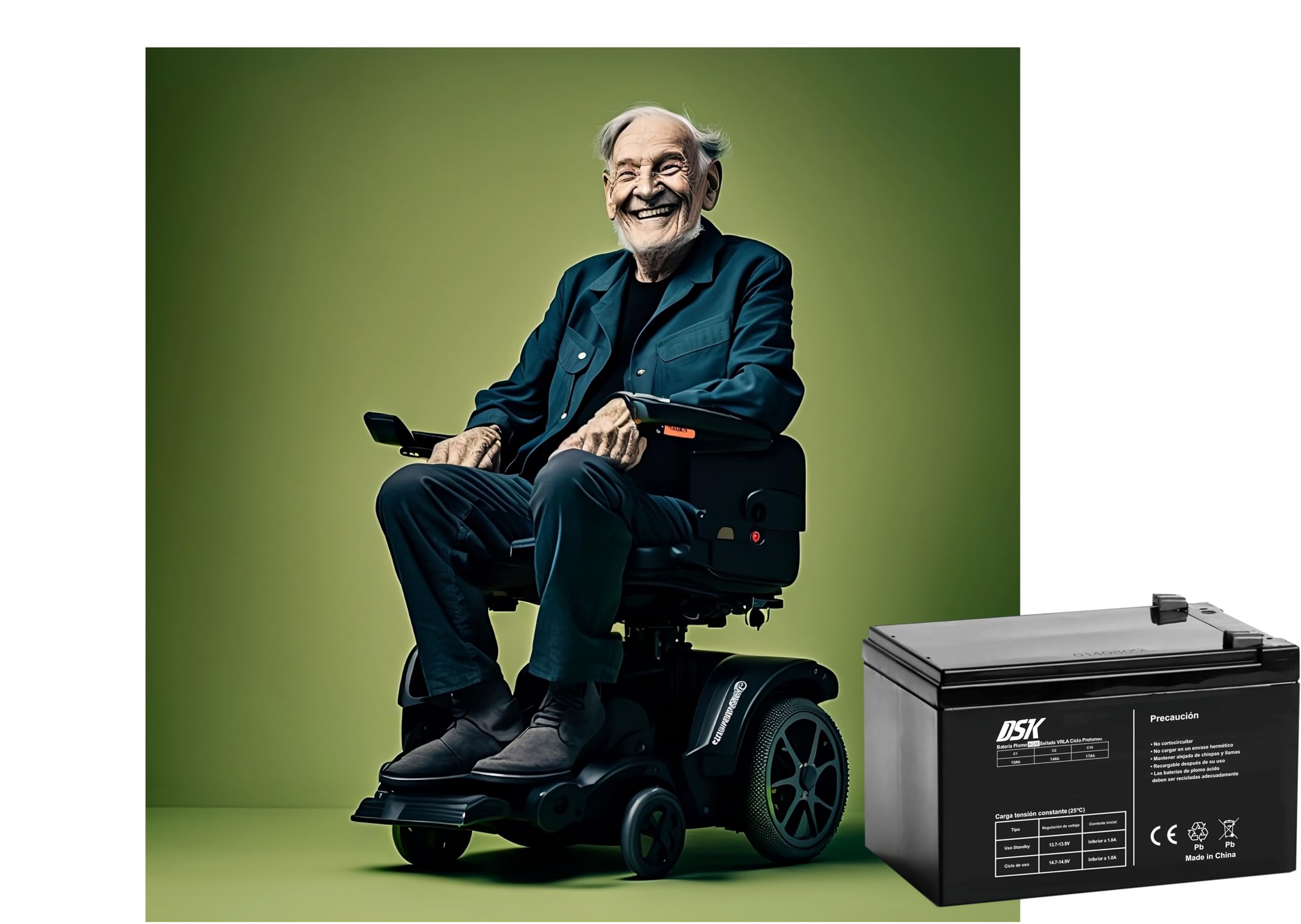 DSK 10382 - Batteria al piombo VRLA 12V 7Ah AGM ricaricabile e sigillata, ideale per auto e bici elettriche per bambini, sistemi UPS, sistemi di sicurezza e allarmi