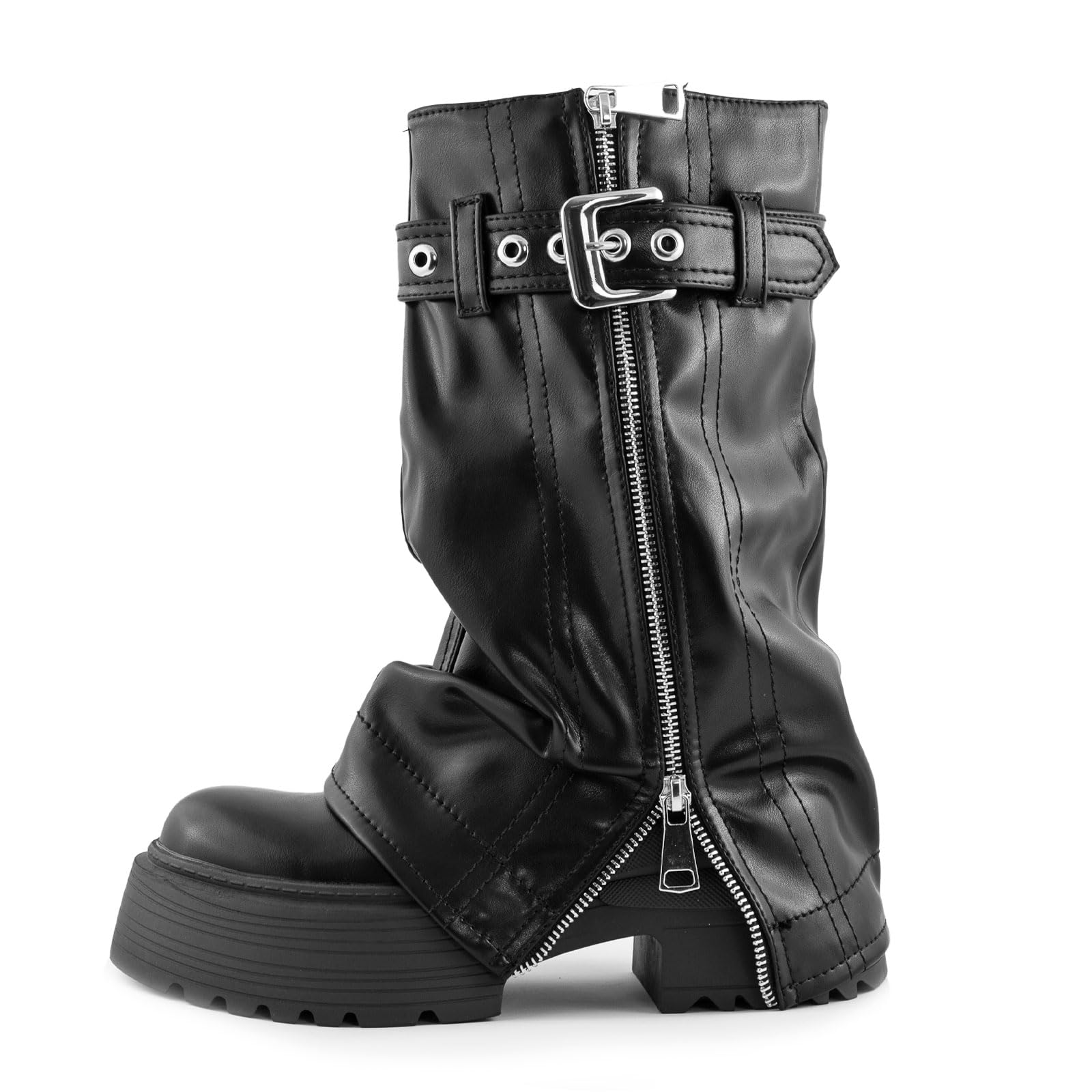 Toocool Stivali stivaletti da donna biker anfibi motociclista zip K-17