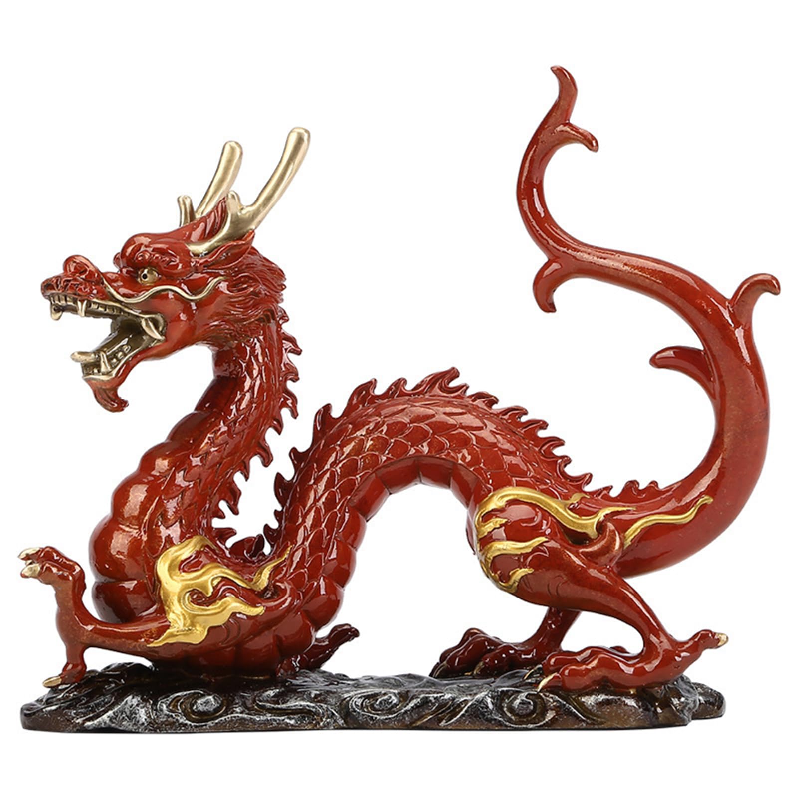 Hhhxkkuo Brass Zodiac Dragon Sculpture 7.48" L Chinese Feng Shui Figurine