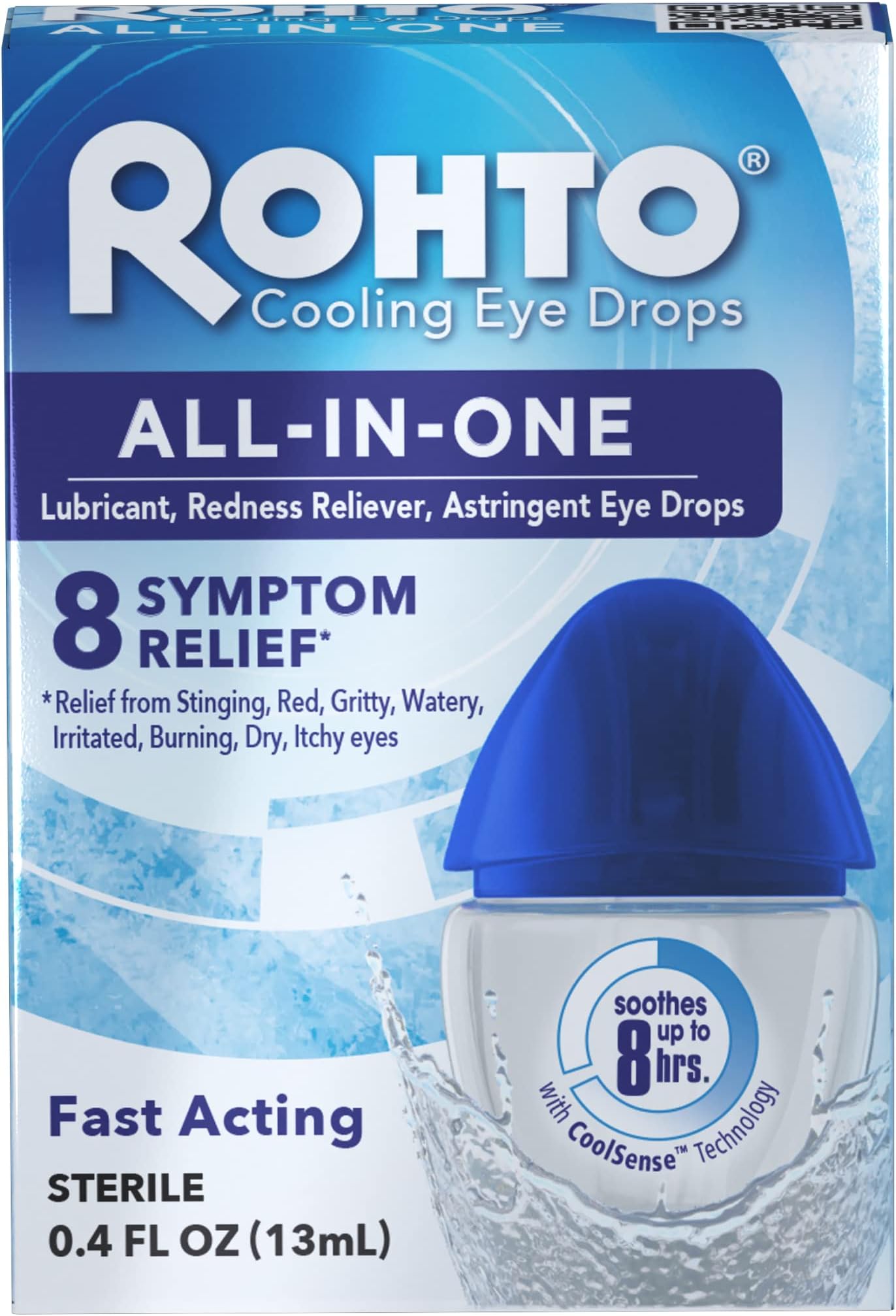 Rohto All-In-One Multi-Symptom Cooling Eye Drops 0.4 fl oz bottle (3 pack)