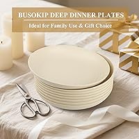 Vista 8 de Juego de 8 Platos Hondos para Cena, Plato de Paja de Trigo de 9 Pulgadas, Plato de Plástico Ligero e Irrompible Reutilizable, Apto para Microondas