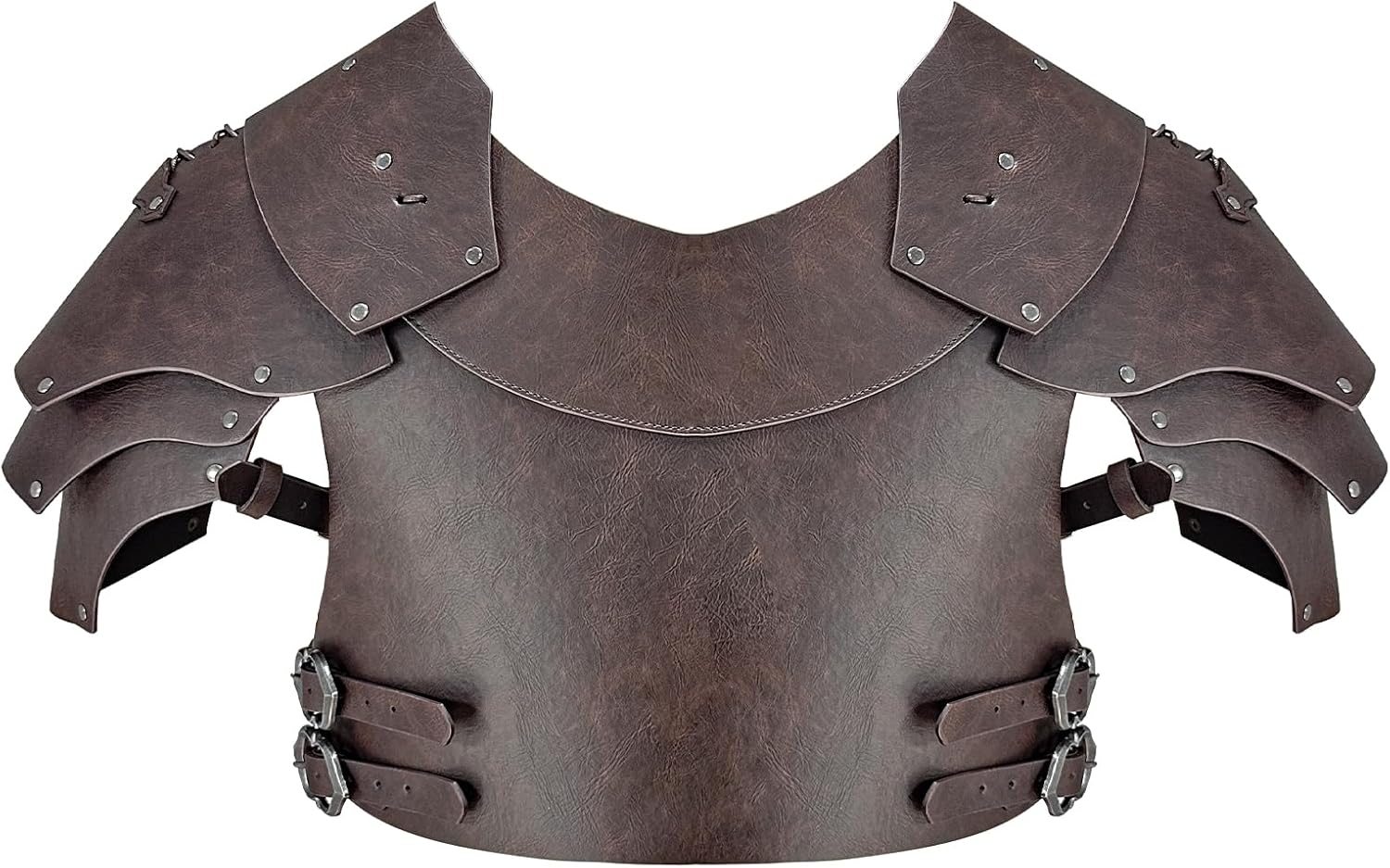 HiiFeuer Medieval Faux Leather Chest Armor, Vintage Pauldron Shoulder Armor Adjustable Mercenary Knight Archer Vest Armour - Image 3