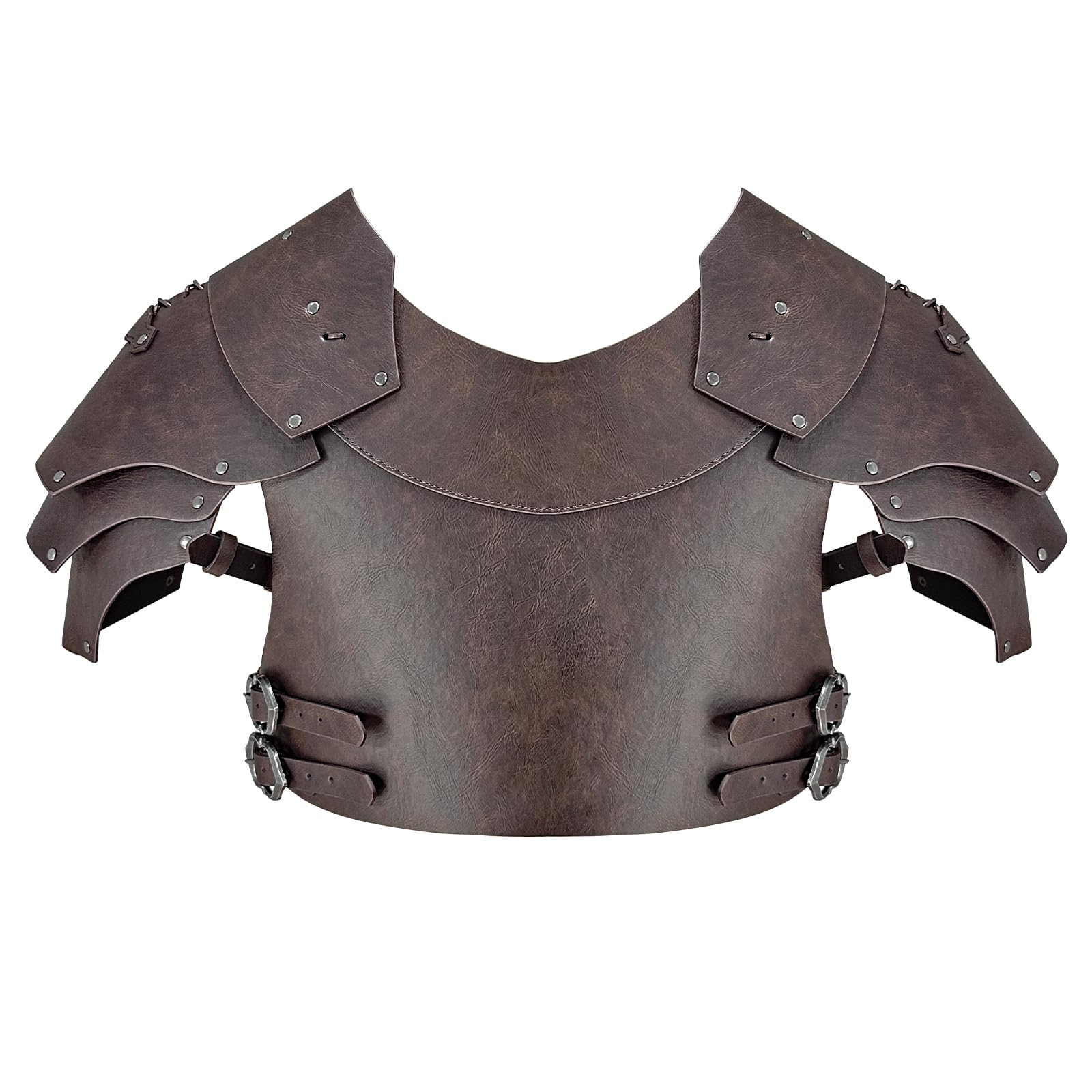HiiFeuer Armatura medievale in finta pelle per il petto, Armatura a spalla Pauldron vintage regolabile Armatura da cavaliere arciere mercenario