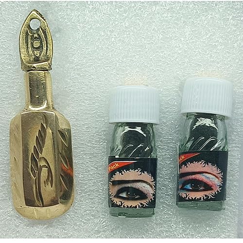 Miniatura 1 de Botella de latón islámico Surmadani Antique Bottle Hand Pot Women Eyeliner Kajal Holder Heart Shape Case Vintage Wedding Party with Free 2 Surme