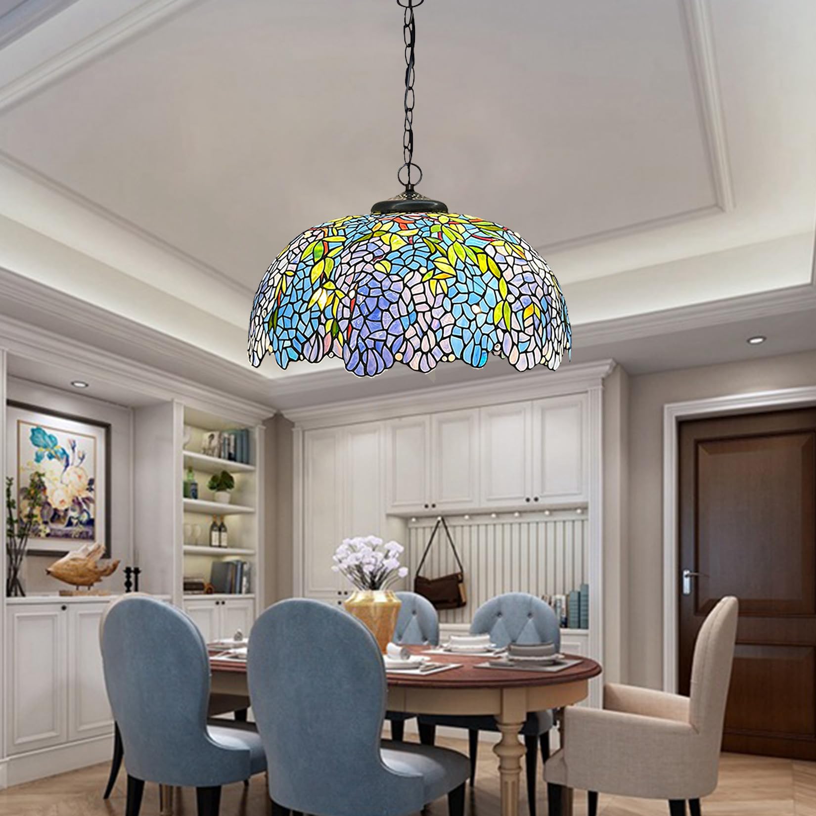 Tiffany Style witrażowy klosz lampy zastępczej do lamp podłogowych, stołowych i biurkowych, poprawia oświetlenie do czytania dzięki śródziemnomorskiemu wzornictwu