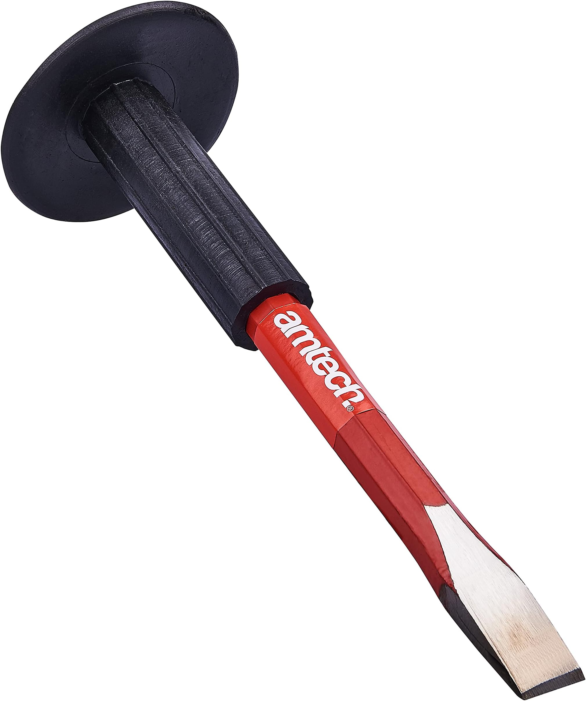 Cold Chisel with Rubber Guard, Drop-Forged Heat-Treated Steel for Brick & Concrete, Octagonal Shaft for Better Strike Accuracy, 10" × 5/8"