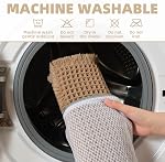 Upgraded Waffle Bath Mat Non Slip Super Absorbent Quick Dry Bath Mats for Bathroom Floor Machine Washable Bathroom Mat Ultra Soft Boho Bathroom Rugs with Tassels Beside Tub, 17" x 24", Brown