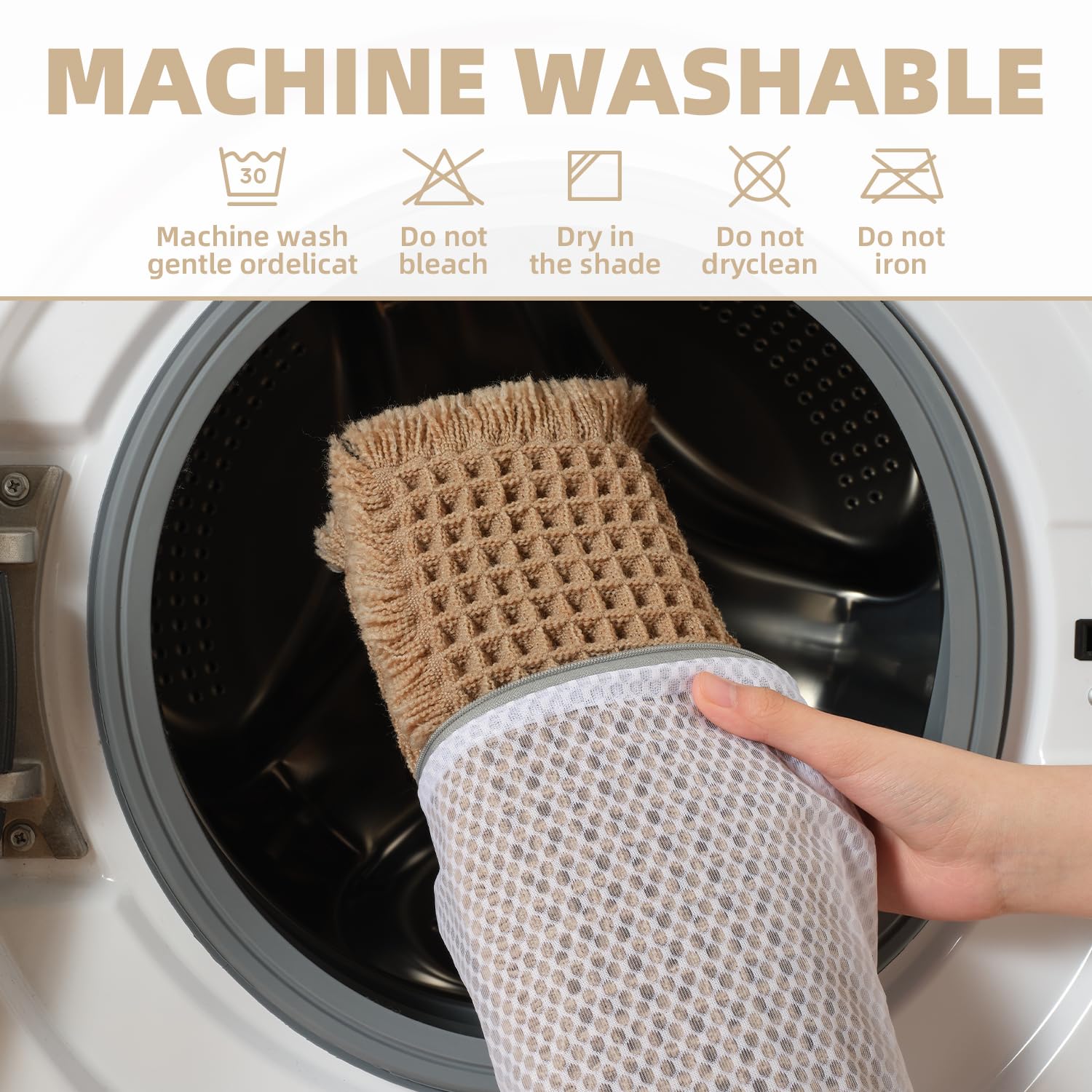 Upgraded Waffle Bath Mat Non Slip Super Absorbent Quick Dry Bath Mats for Bathroom Floor Machine Washable Bathroom Mat Ultra Soft Boho Bathroom Rugs with Tassels Beside Tub, 17" x 24", Brown — view 6