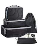 BAGSMART Wet Dry Bags 5 Pack, Travel Bags Reusable for Swimsuits, Baby Cloth Diapers, Beach, Pool, Ultra-Light Travel Packing Cubes for Women, Black