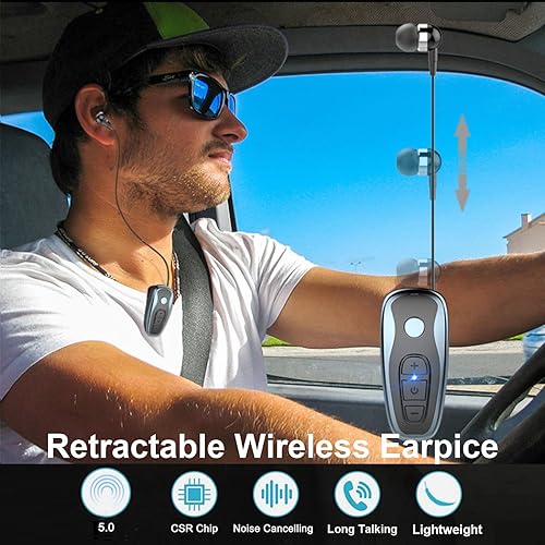 Miniatura 2 de Auriculares inalámbricos retráctiles auriculares estéreo ligero V5.0 Cancelación de ruido micrófono Clip en el auricular entrenamiento deportes