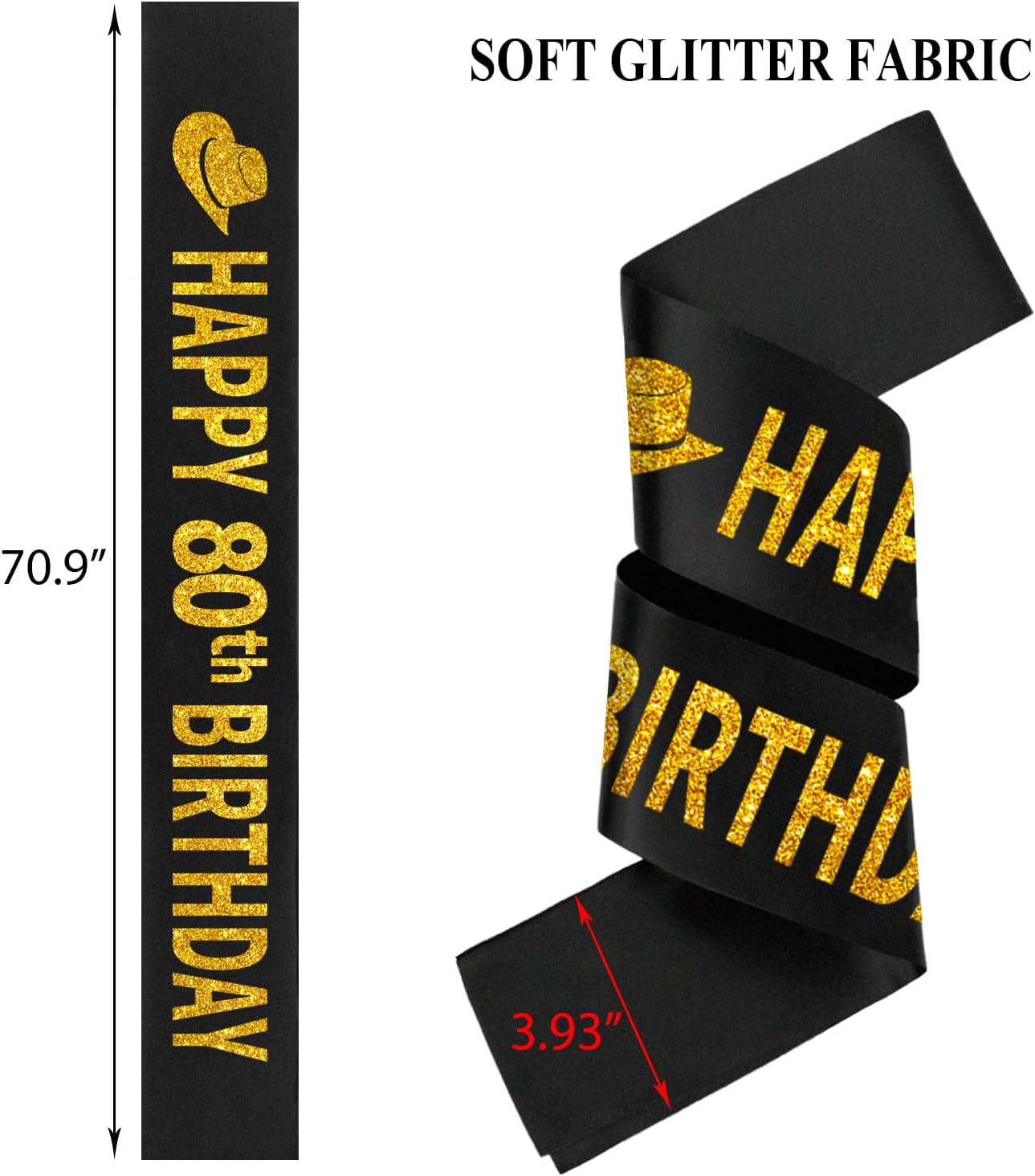 80th Birthday Gifts for Men,80th Birthday Party Hat,80th Birthday Sash for Men,80 Year Old Birthday Hat,80 Birthday Sash,80 Birthday Party Decorations