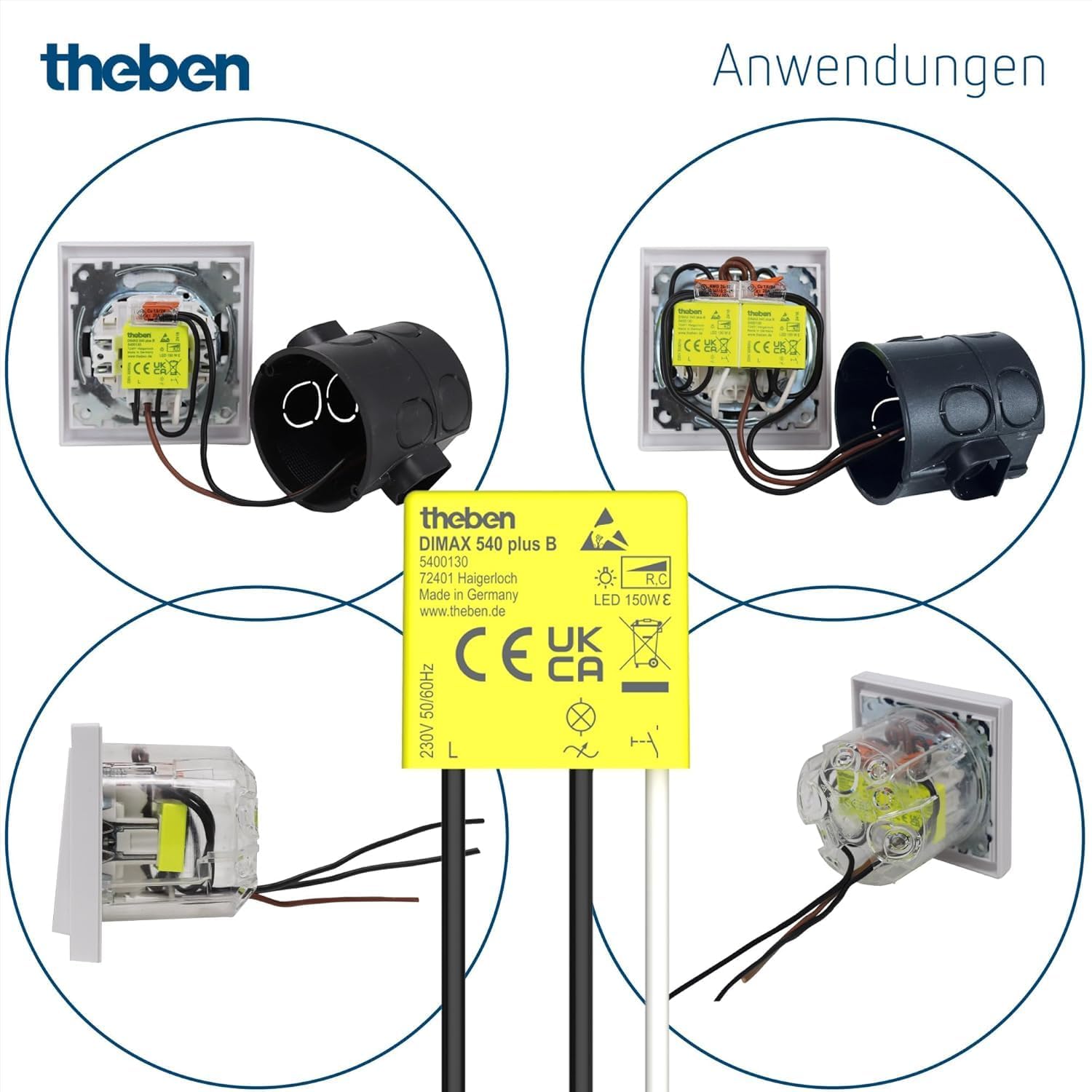 Theben Multipack 5400130 DIMAX 540 plus B, 6 Stück Mini Unterputz-Dimmer