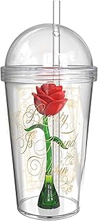 Zak Designs Beauty and The Beast Kid's Tumbler, 1 Count (Pack of 1), Red,Green