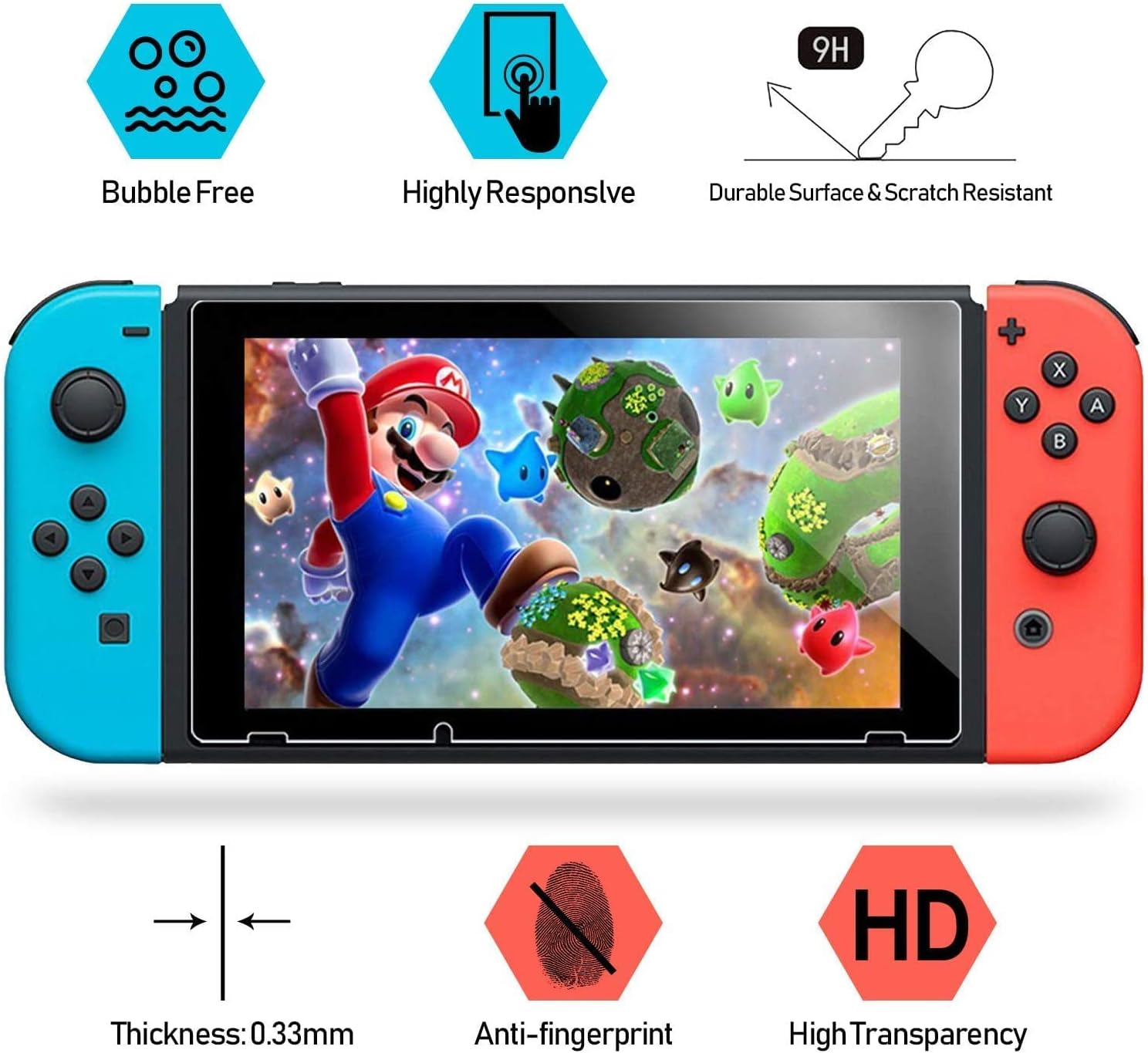 daydayup Compatible with Nintendo Switch Accessories Bundle Kit Case 9 in 1 Pouch Switch Cover Case HD Switch Screen Protector Thumb Grips Caps for Nintendo Switch Console Accessories