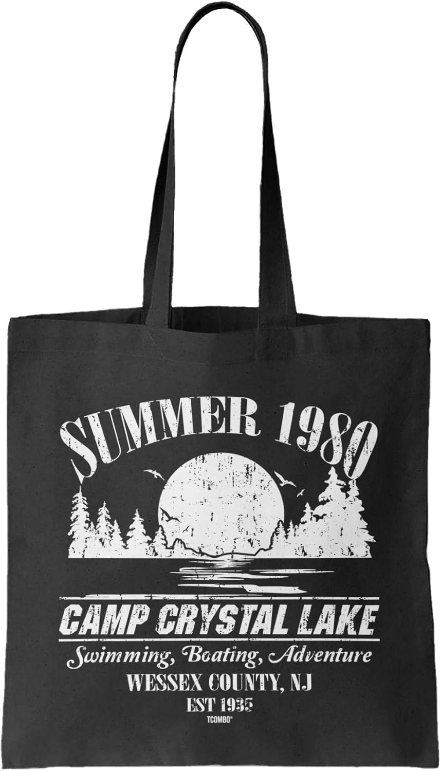 Summer 1980 Camp Crystal Lake Reusable Grocery Tote Bag (Black)