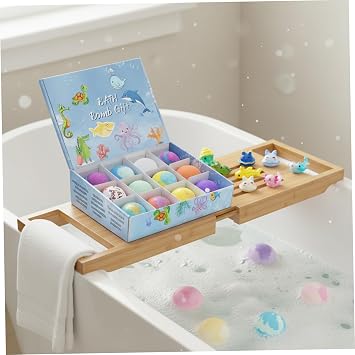 Bath Bombs for Kids with Toys Inside 12 Pack Natural Bath Bomb Kids with Surprise Toys Sea Creature Themed.