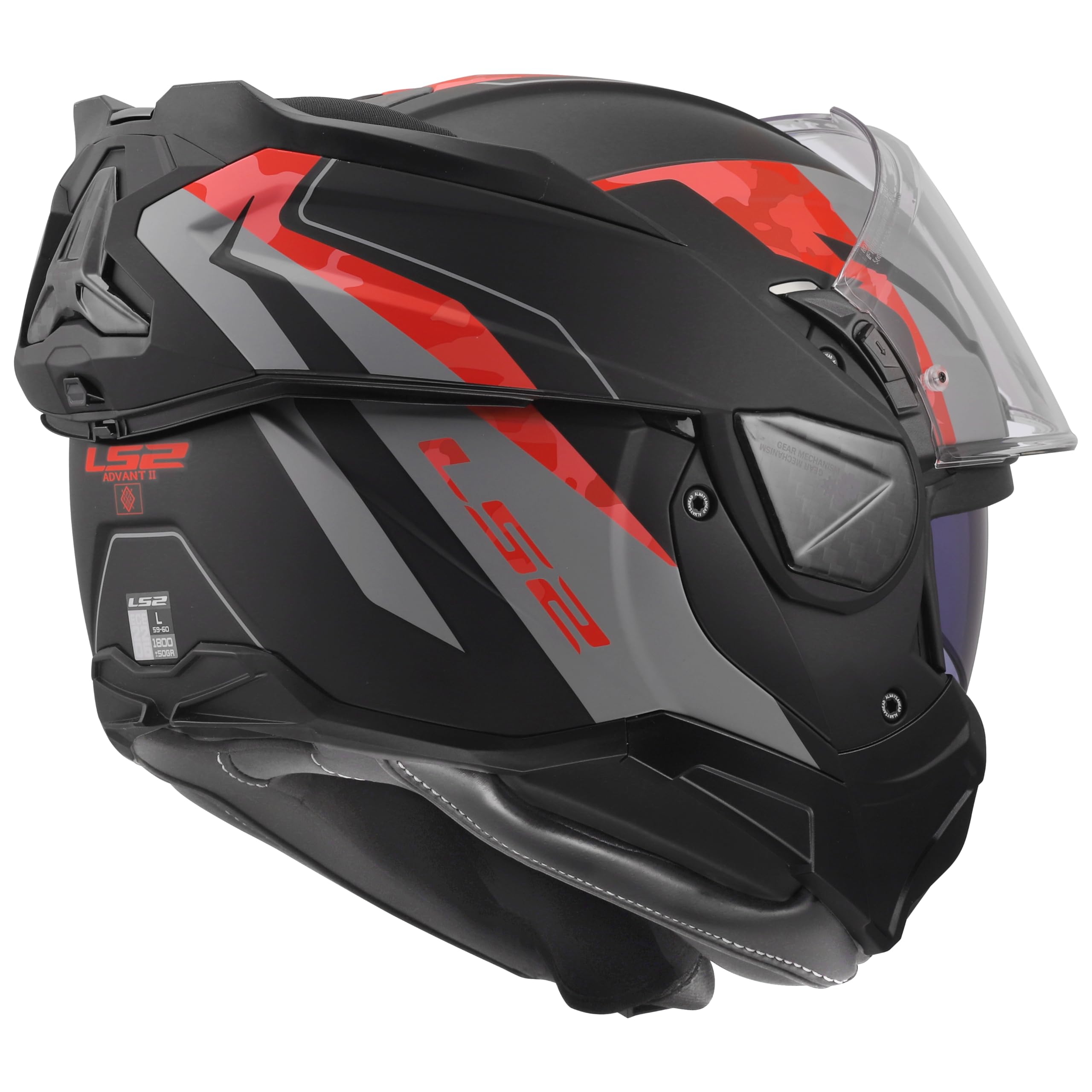 LS2, Casco Moto Modular ADVANT II GLIDE Black Grey Red, L