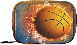 Basketball Sport Pill Box 7 Day Pill Case Travel Pill Organizer Bag with Zipper Portable Weekly Case Compact Size for Vitamin Supplement Holder Home