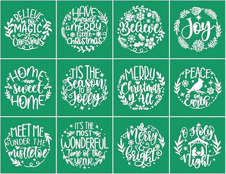 JAJADO Small Christmas Stencil - Reusable Silk Screen Stacter for Coffee Bar, Office; Indoor Outdoor Holiday Home Decor