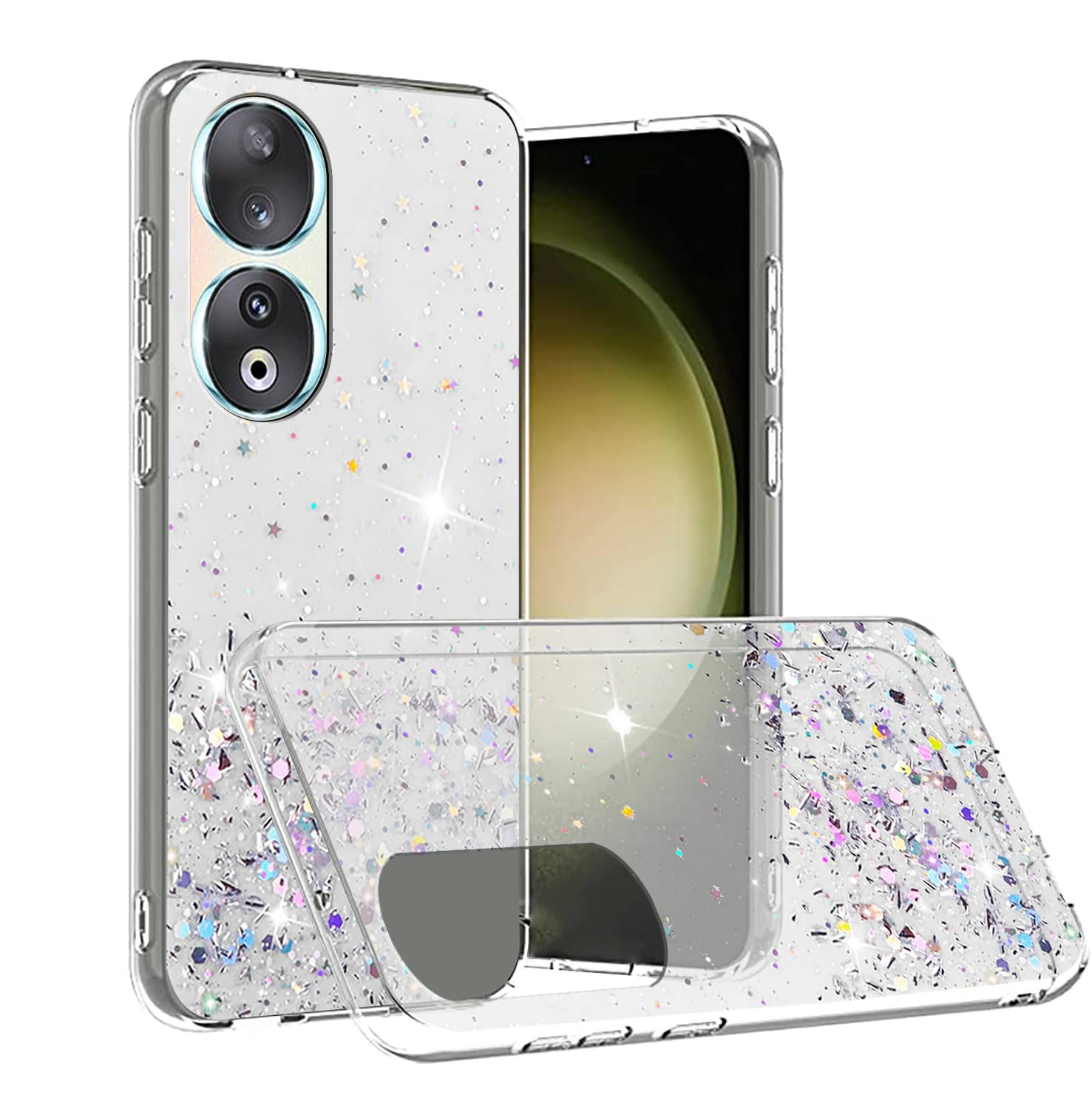 Pocket 3 Custodia Cellulare 360° Trasparente Con Glitter | TPU Protezione Completa | Per Molti Modelli Custodia Cellulare Trasparente Glitter - Foto 11