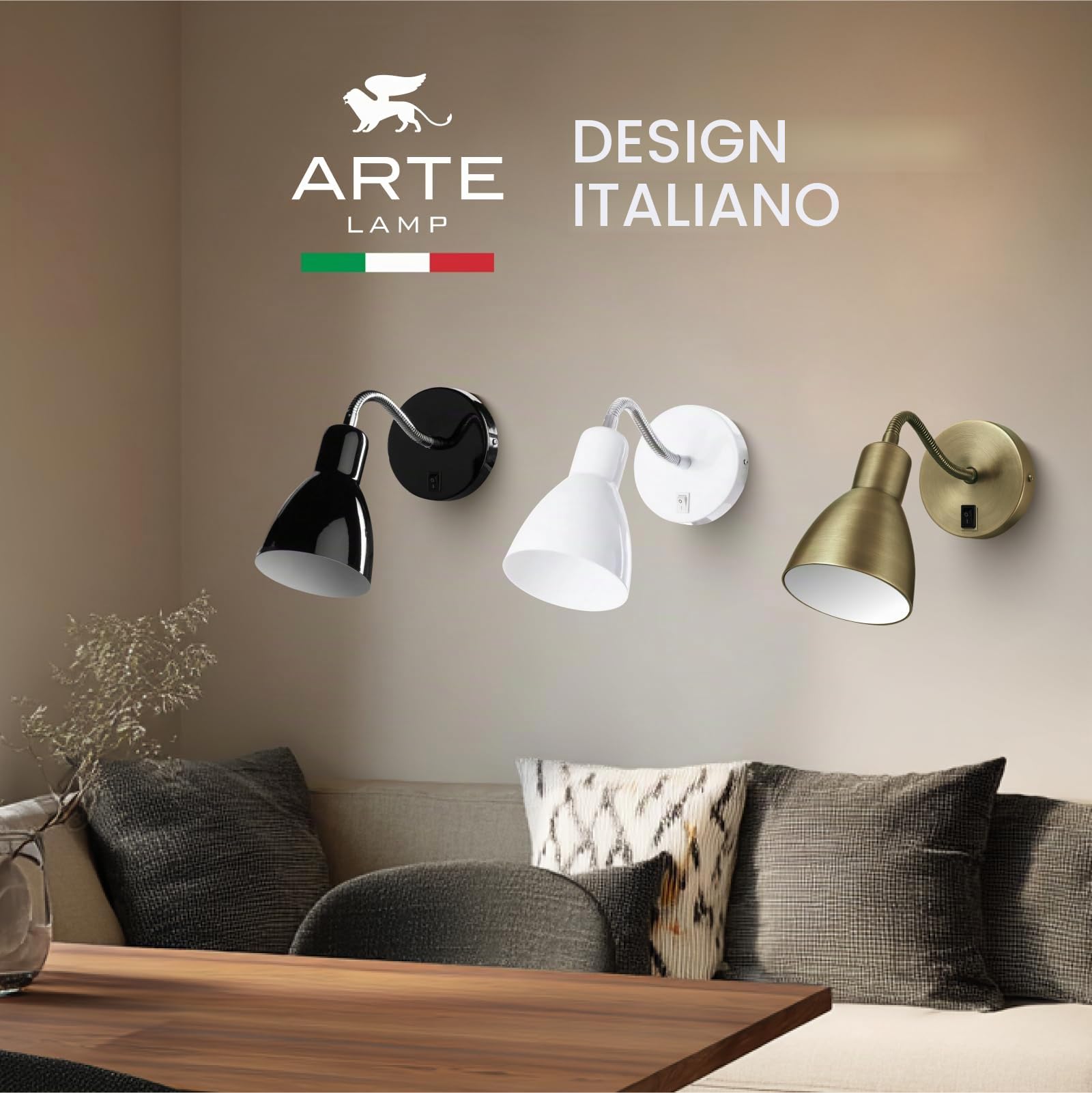 Lampada da parete per interni – Lampada da lettura LED con corpo bianco e cavo – Lampada da parete per casa e ufficio