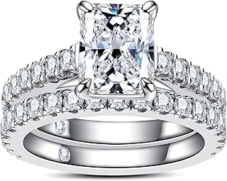 AnuClub Sterling Silver Moissanite Engagement Ring