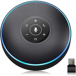 EMEET M2 Bluetooth Konferenzlautsprecher - USB Speakerphone mit 4 AI-Mikrofon, 360º Spracherkennung, Konferenzmikrofon mit Dongle, für Skype, Zoom M2 Schwarz