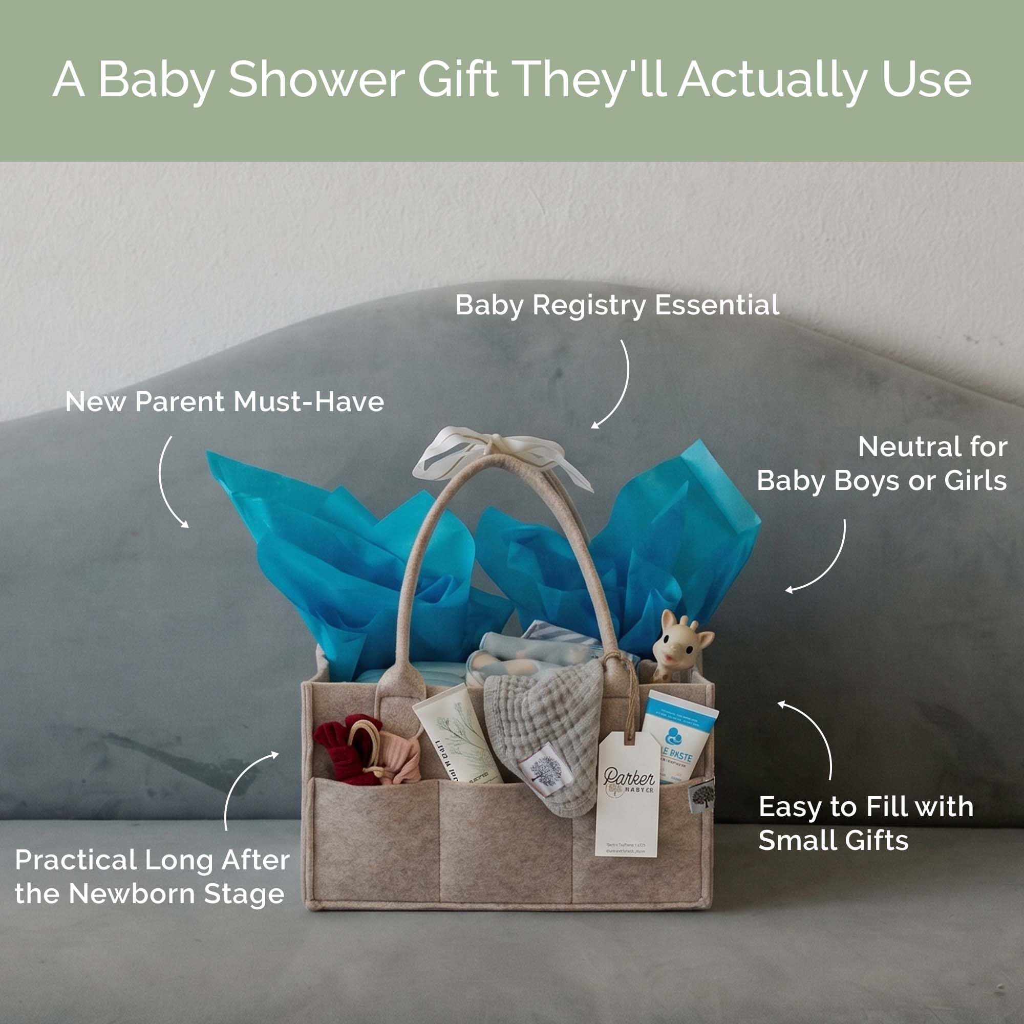 Parker Baby Co. Windeltasche – Aufbewahrungsbehälter für Kinderzimmer und Auto-Organizer für Windeln und Feuchttücher – Haferflocken, groß