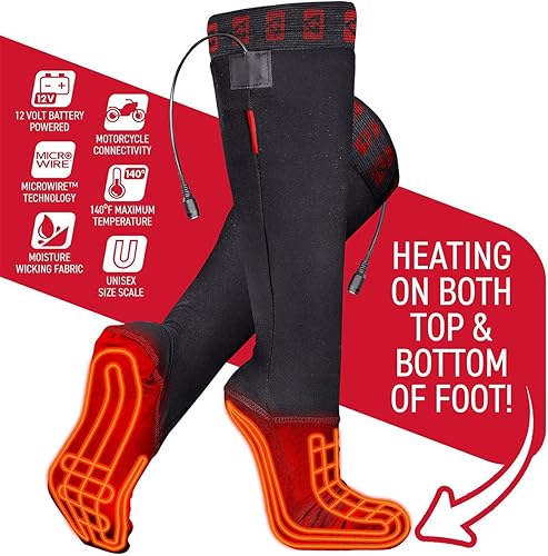 Miniatura 4 de Gerbing Calcetines de motocicleta con calefacción de batería de 12 V, unisex, calefacción de microalambre patentada para deportes de potencia, motos