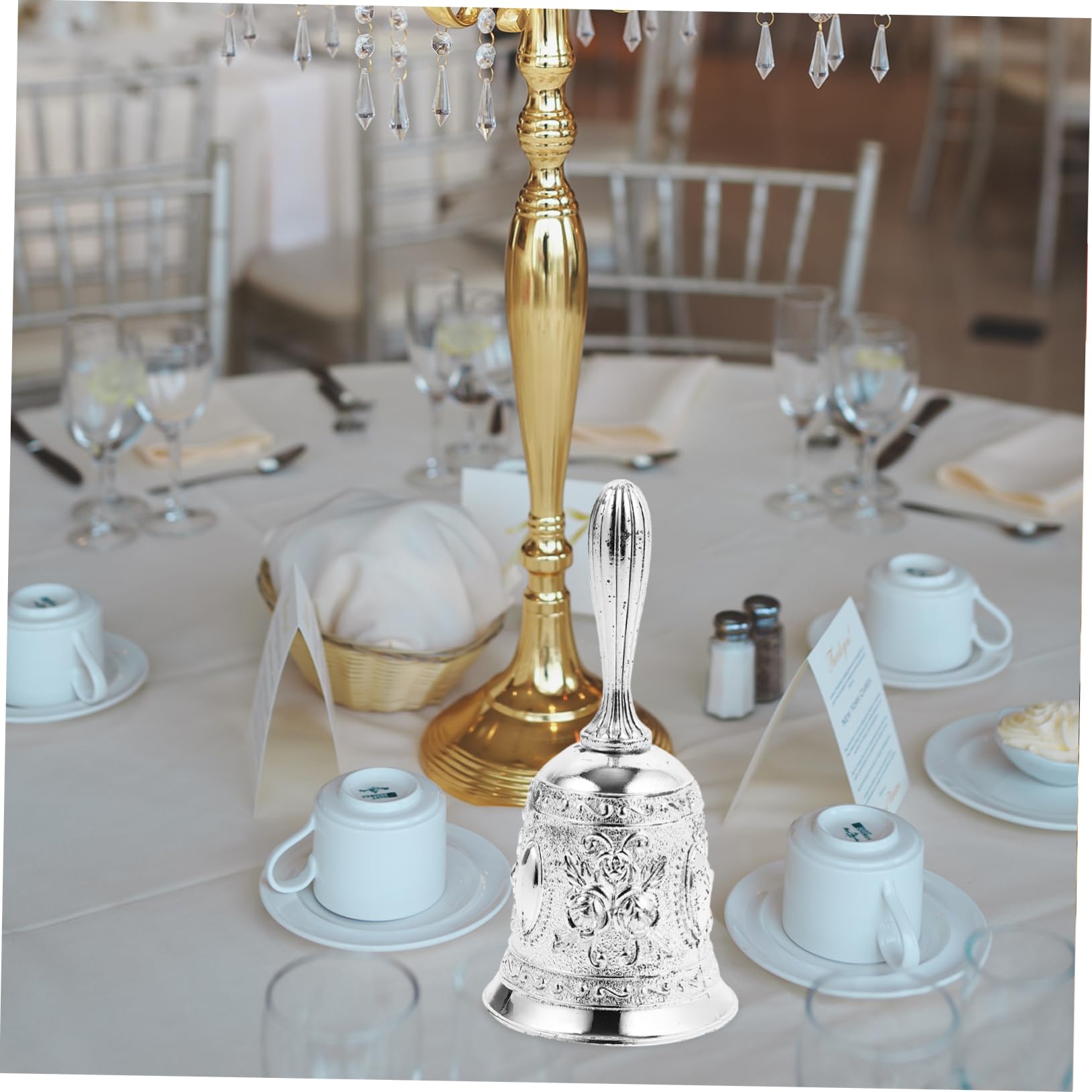 Operitacx 4 Piezas Campana de Mano Retro de Metal para y Escuela Timbrador de Servicio Campana de Decorativa para Eventos y Comidas