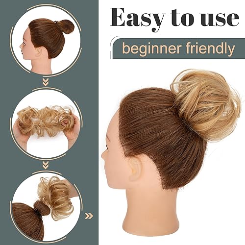 Miniatura 2 de Hairro Moño desordenado para mujer, coleteros de cabello humano real, extensiones de cabello recogido al instante, con banda de goma elástica, 1