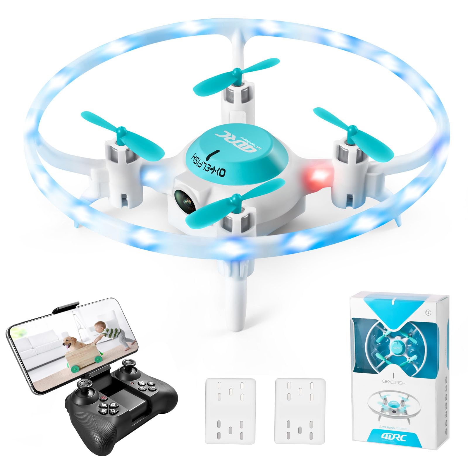 4DRC V5 Mini Drone con Cámara para Niños Principiantes,RC Quadcopter con función de Flotador,Regalos y Juguetes para Niños,Flips 3D,Vuelo Circular,Luces LED,2 Baterías