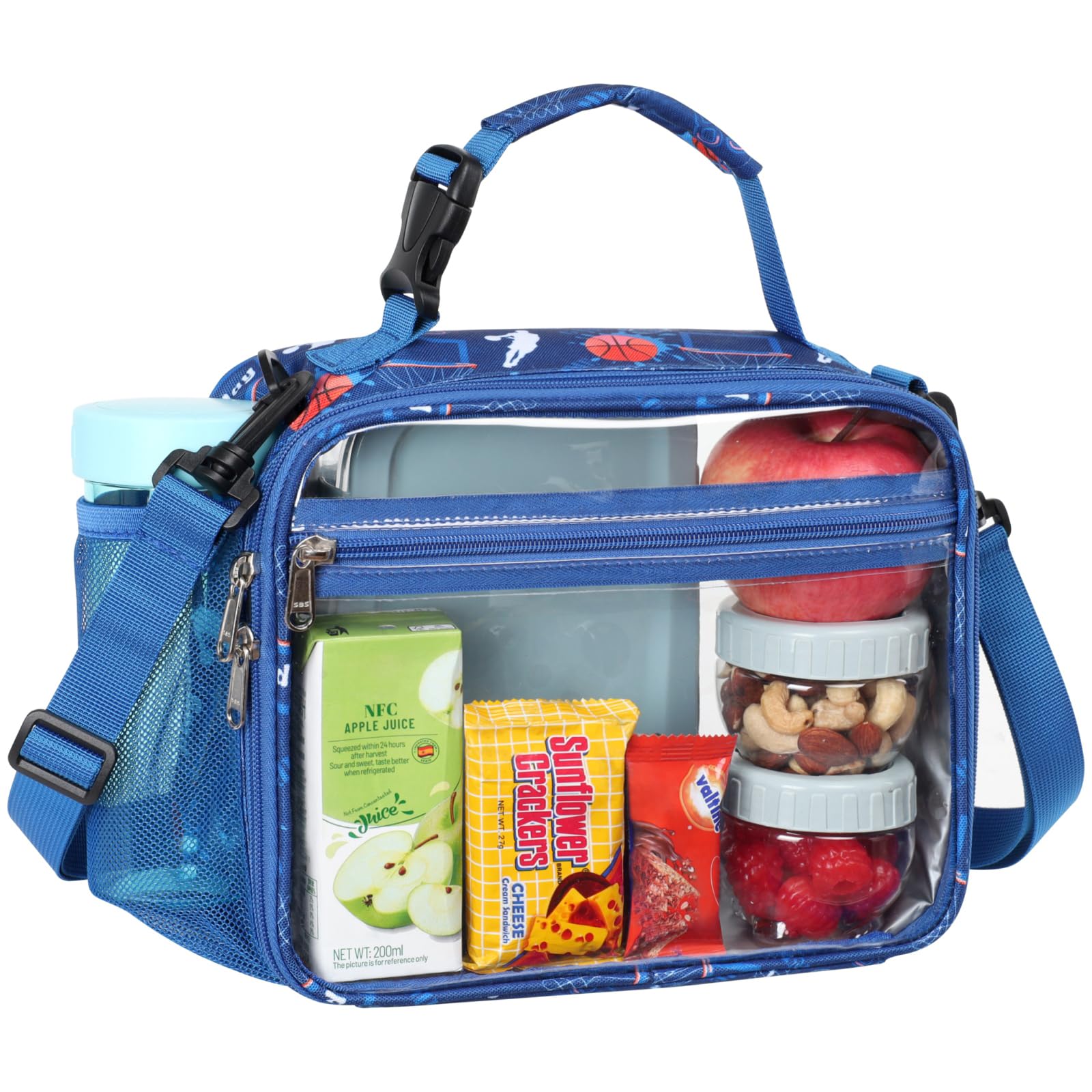 PACKISM Clear Lunch Bag for Boys - Reusable Heavy Duty Clear Lunch Box for School with Adjustable Shoulder
